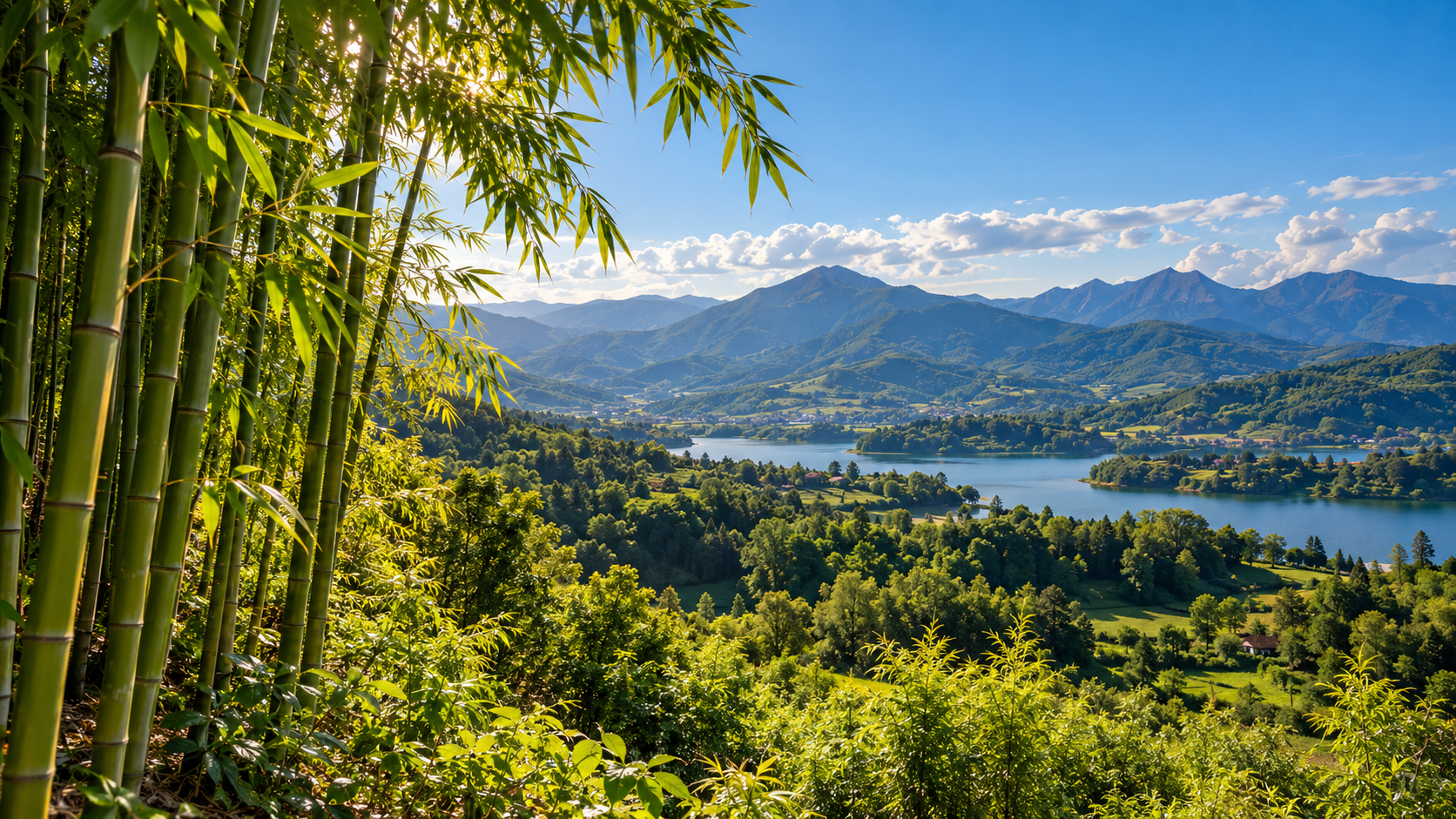 Paesaggio montano e lago in Albania